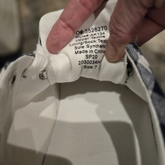 J. Crew Road Trip Navy Gingham Sneakers, Size 7 - Picture 11 of 12